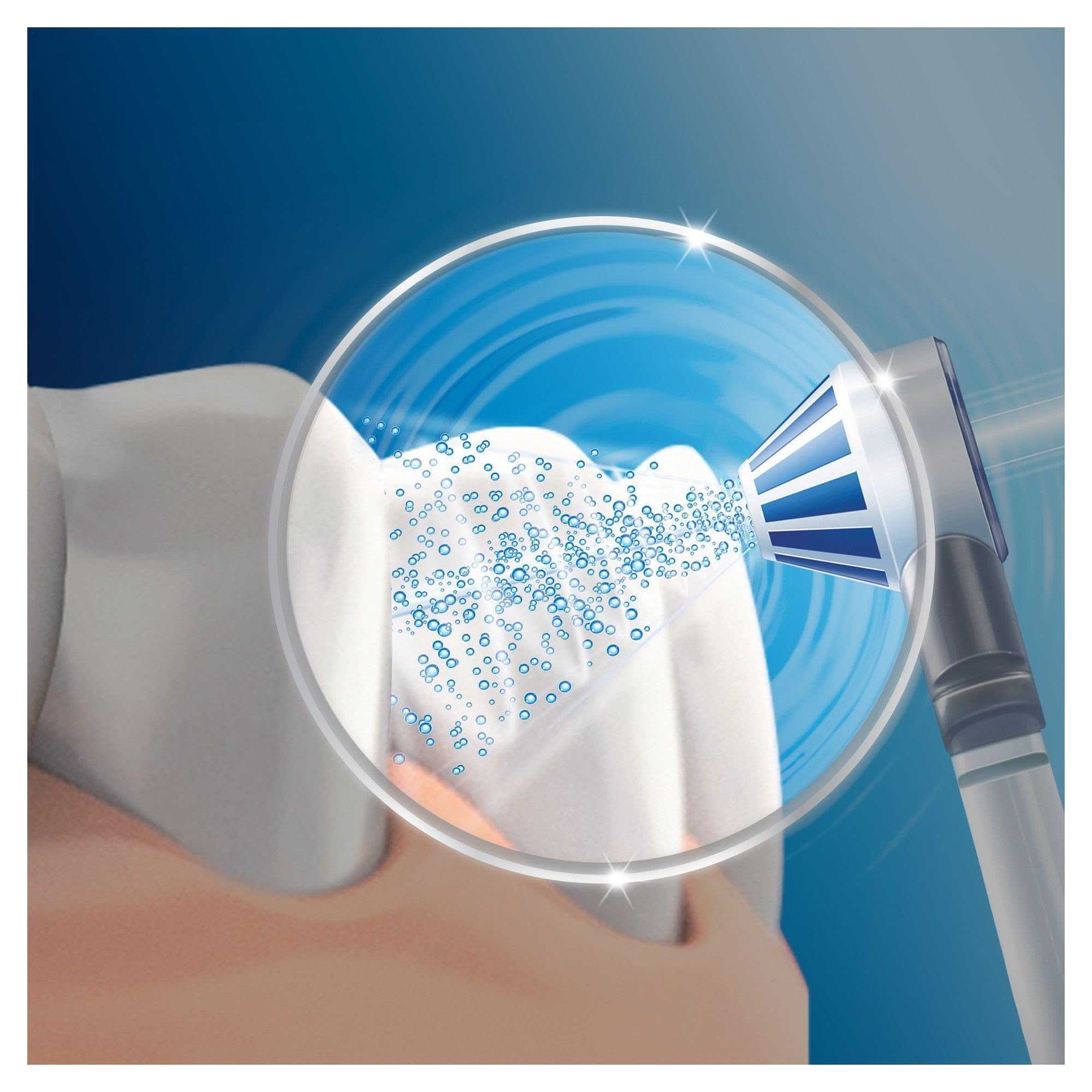 Oral-B OxyJet Reinigungssystem, mit Mikro-Luftblasen-Technologie, 4 Aufsteckdüsen, Weiß, Blau