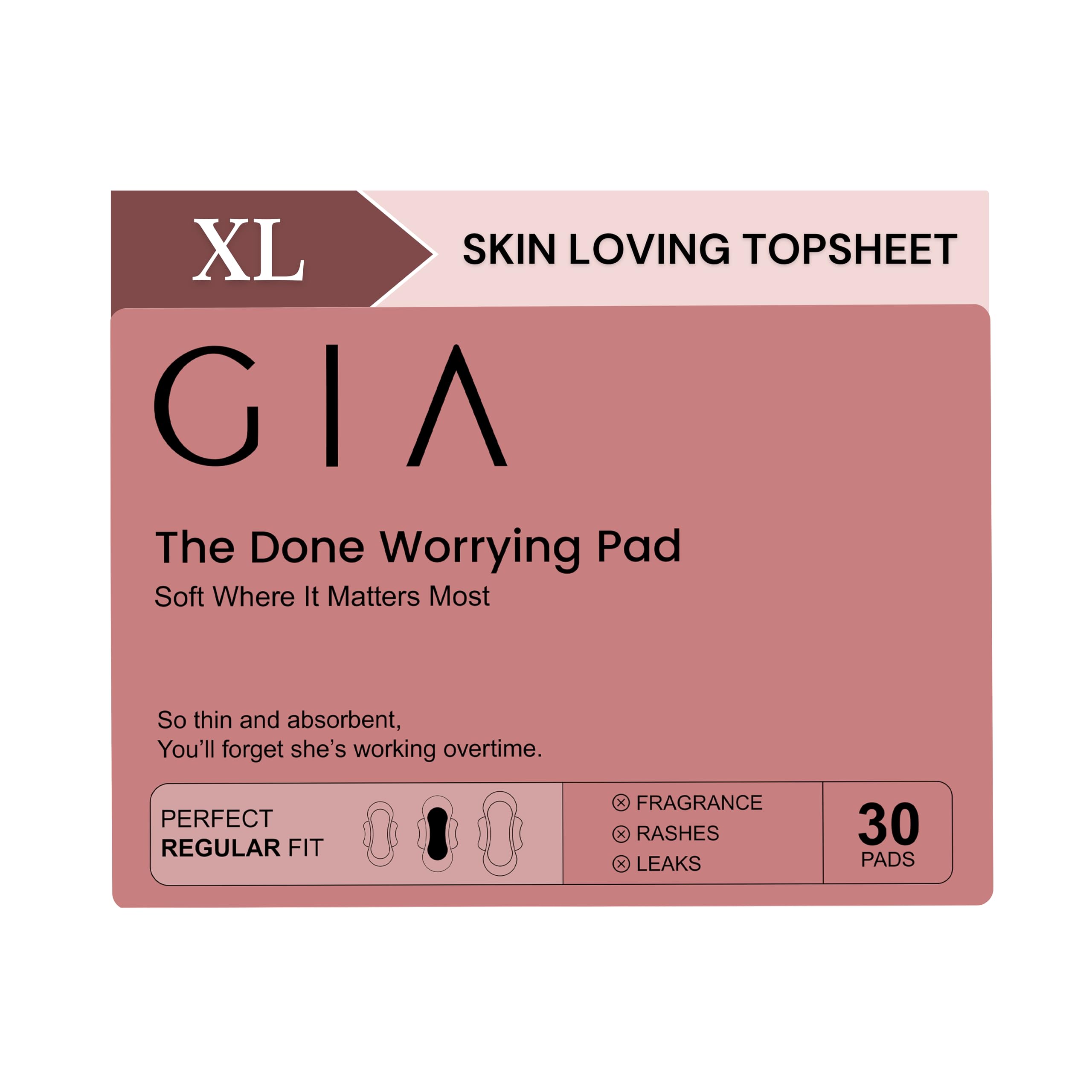 GIA Ultra-Thin Sanitary Pads for Women | Soft, Leak-Free & Fragrance-Free | HAT Top Sheet with Japanese SAP Core | Perfect Regular Fit | 30 Pads Pack | The Done Worrying Pad