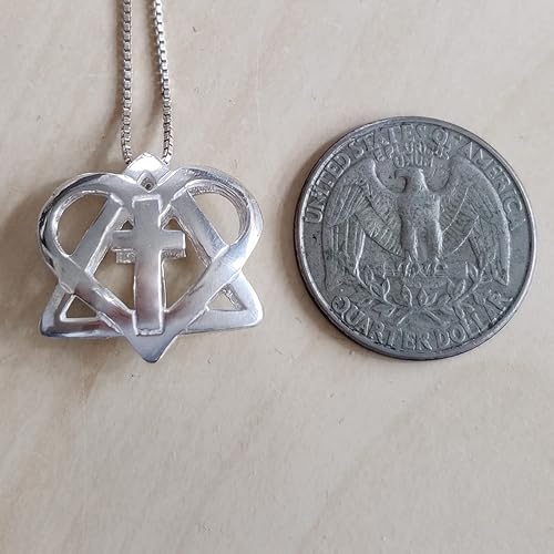 Miniatura 4 de Estrella de David con collar de cruz, colgante de plata mesiánica 925 en forma de corazón 3D, joyería interreligiosa cristiana judía