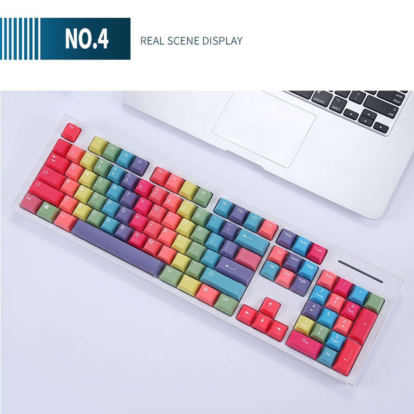 Tęczowy motyw PBT Dye Subbed Keycap 114-klawisz do przełącznika profil klawiatury mechanicznej do czapek tęcza do zestawu klawiatury do przełączników