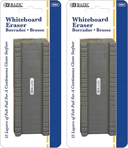 BAZIC - Borrador de pizarra blanca, 12 capas, borradores de borrado en seco para pizarra blanca, limpiador de limpiador, paquete de 2 disponible en Yaxa Guatemala