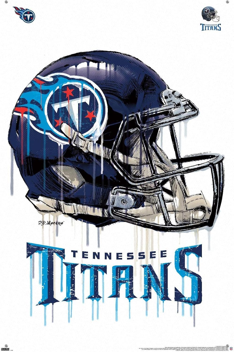 Trends International NFL Tennessee Titans - Drip Helmet 20 Wall Poster, 22.37" x 34.00", Premium Poster & Push Pin Bundle