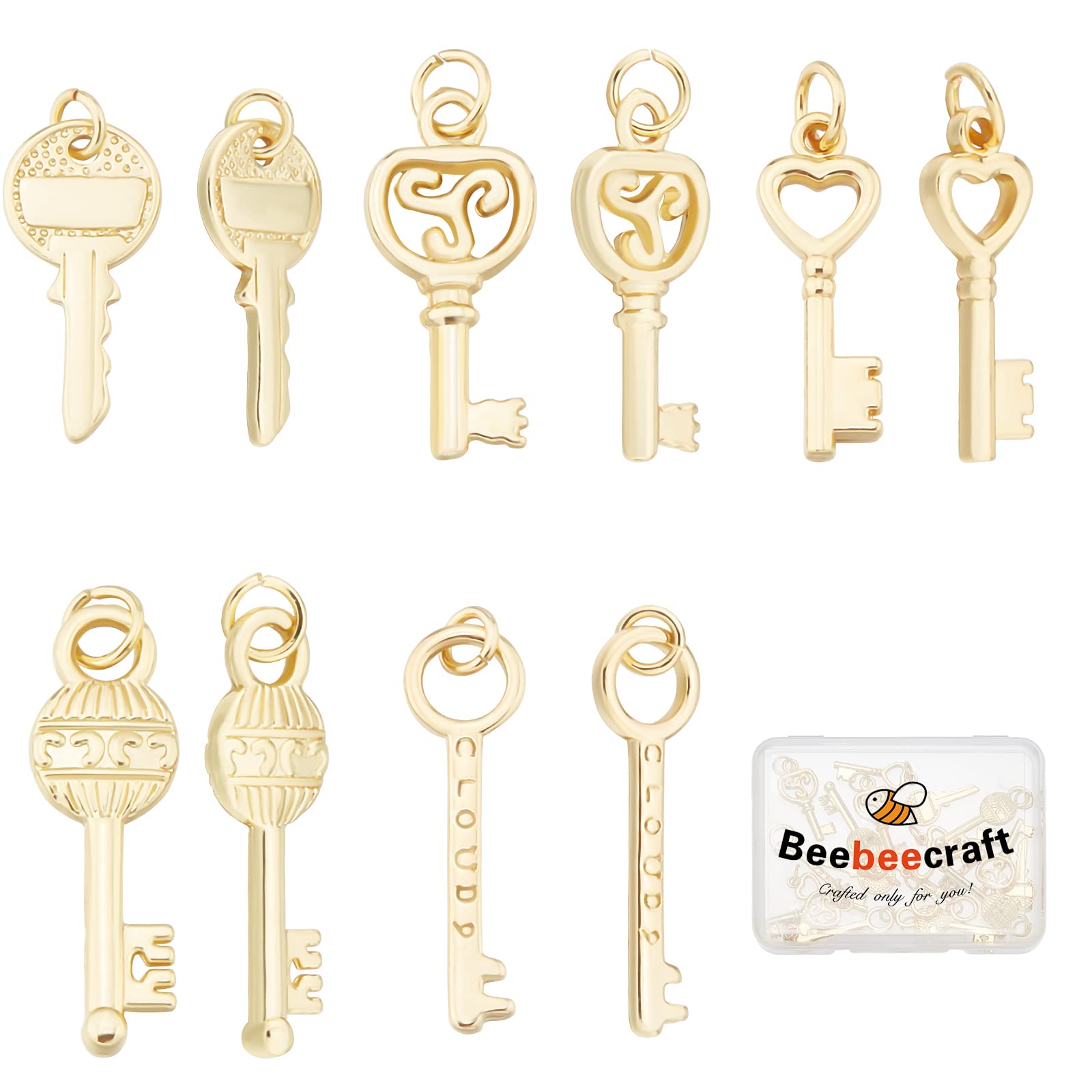 Beebeecraft 20 Pz/Scatola Modello di Foglia Pendenti e Ciondoli 18K