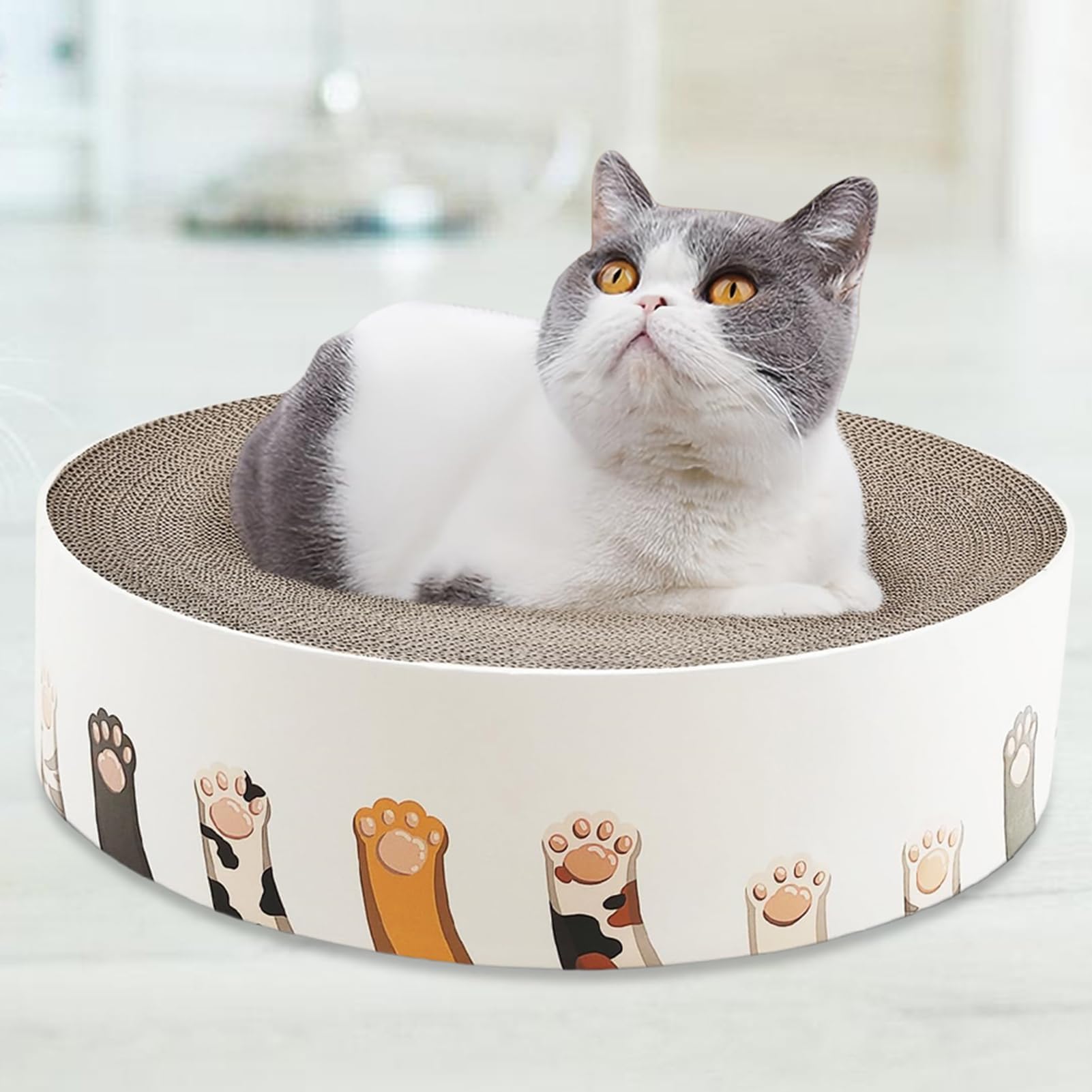 Generico Almohadillas para uñas de gatos | Caseta redonda de cartón ondulado, protector para muebles rascadores – para gatos de todos los tamaños – Protector para muebles de interior para juegos y