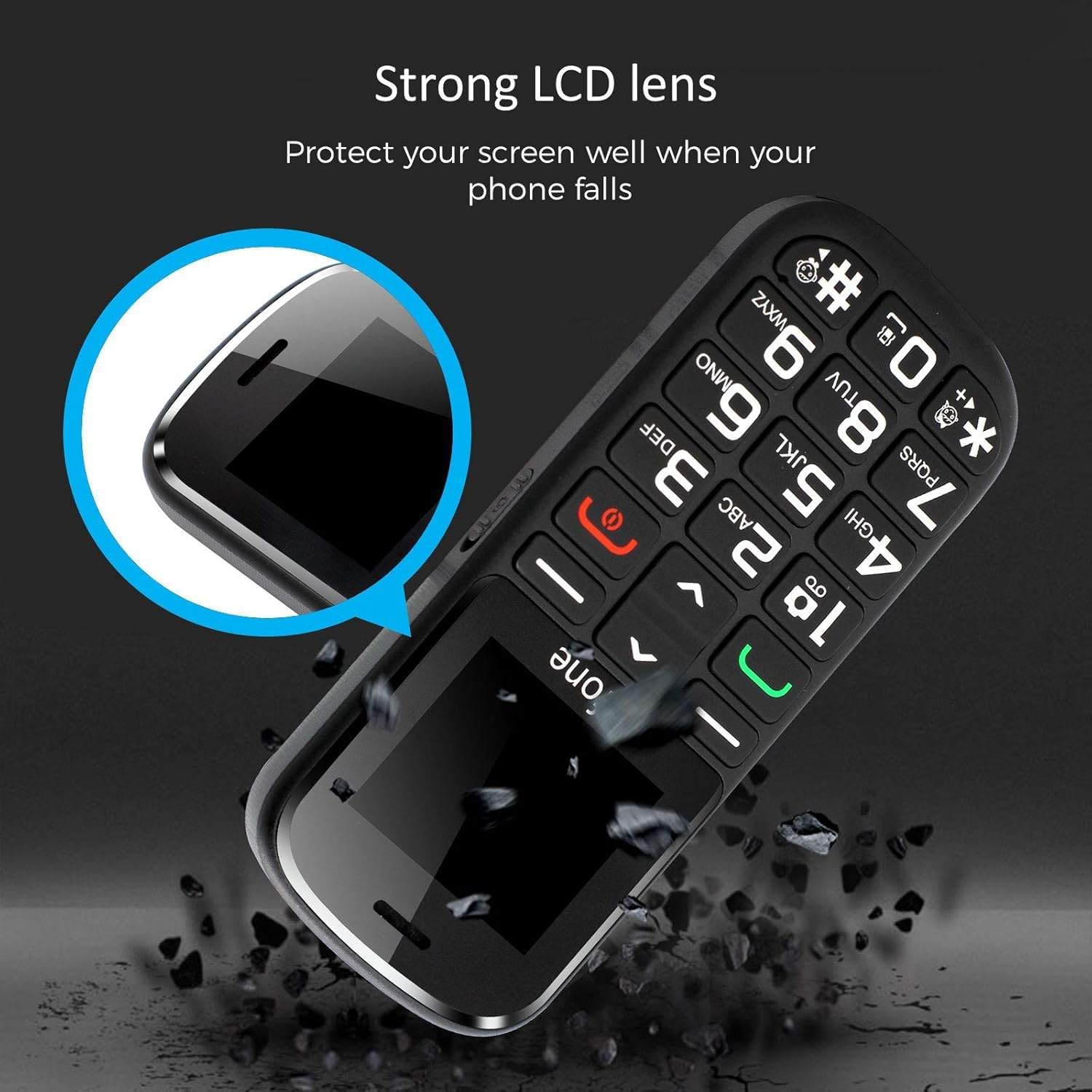 artfone Teléfonos Móviles para Mayores Mayores con SOS botón, CS182 Senior, Fácil de Usar Celular para Ancianos con Negro