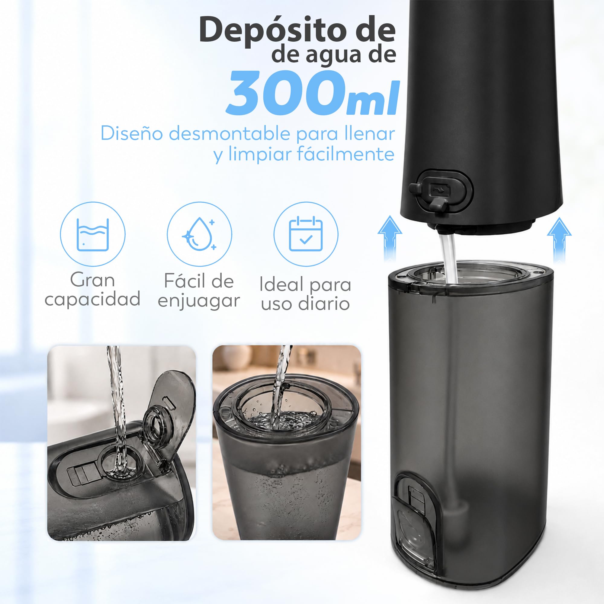Irrigador Dental Portátil Aquapik UltraCare Plus 8 Boquillas 5 Modos 300 ml