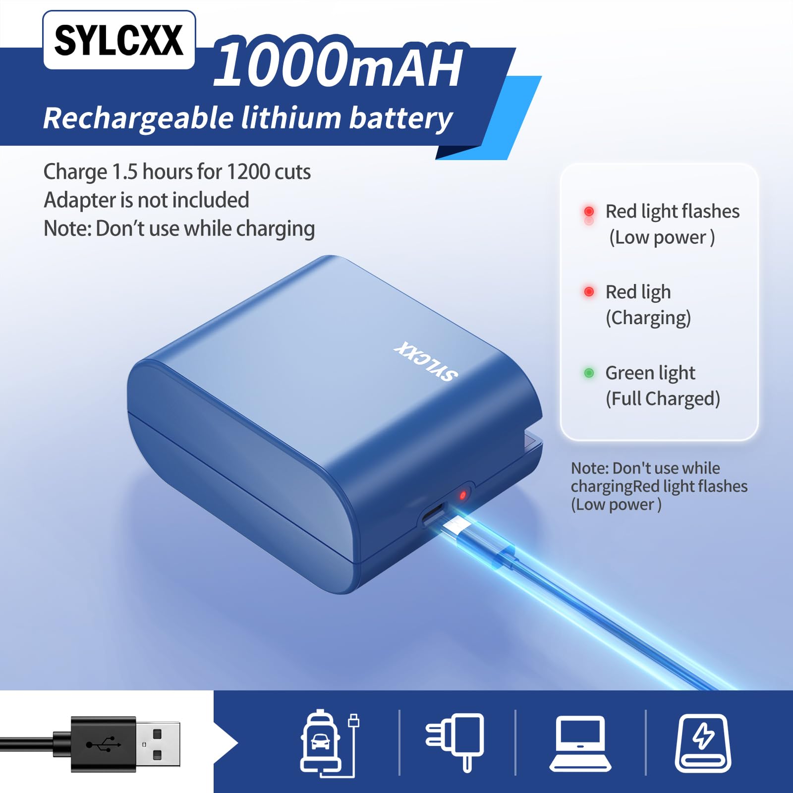 Ouvre-lettres électrique rechargeable coupe-enveloppes outil universel bleu