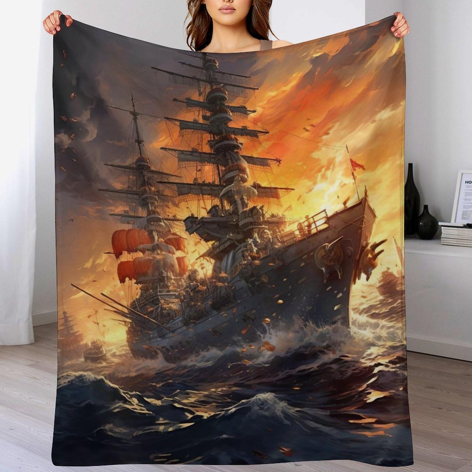 Couverture navire de guerre pour des soirées cocooning douces sur le canapé