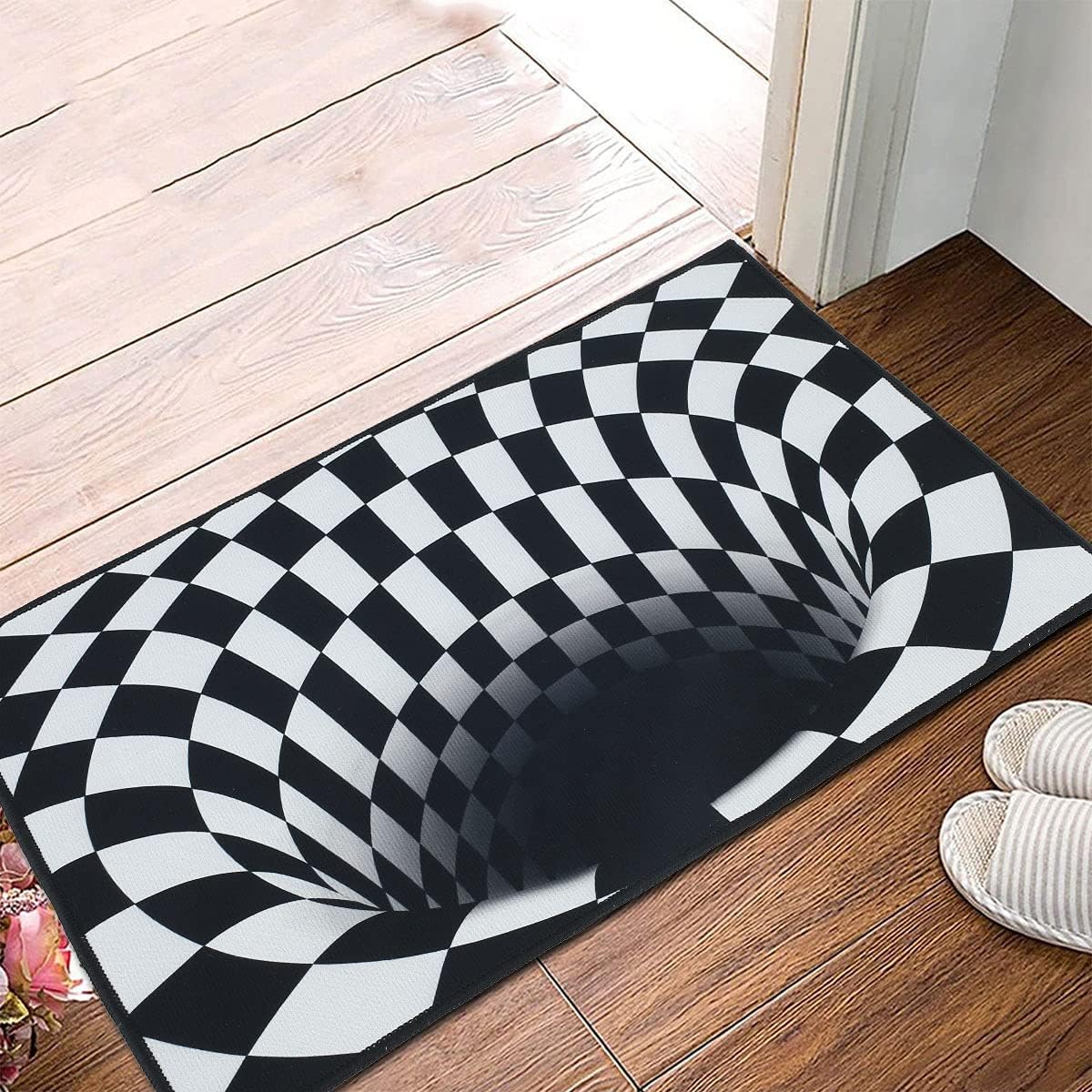 BeenleIcey Door Mat, 3D Magic Checkered Optical Illusion Doormat