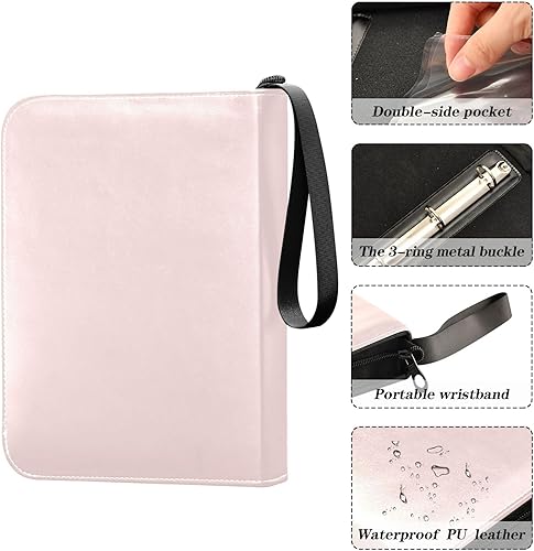 Miniatura 4 de Álbum de colección de tarjetas Misty Rose, cierre de cremallera anticaída, resistente al agua y fácil de limpiar