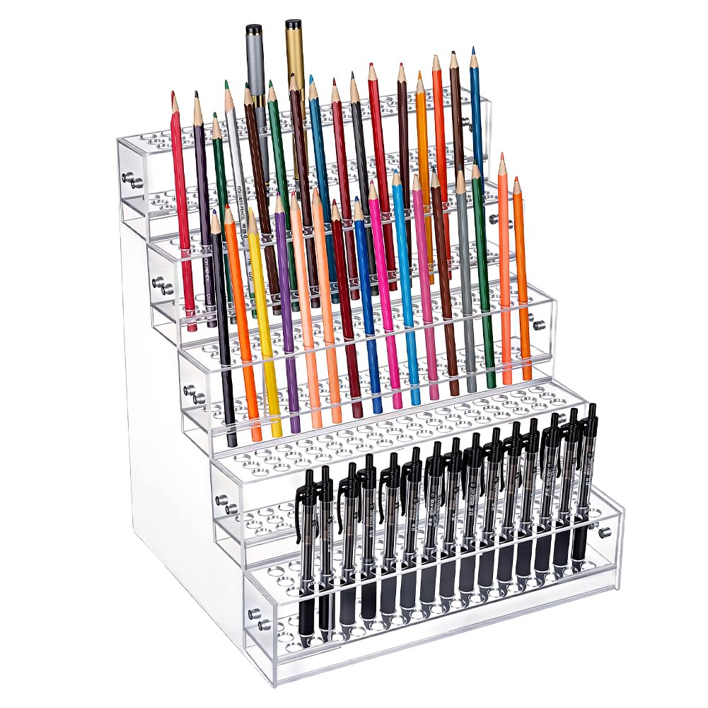 Porte-stylo acrylique grande capacité 240 trous à structure transparente
