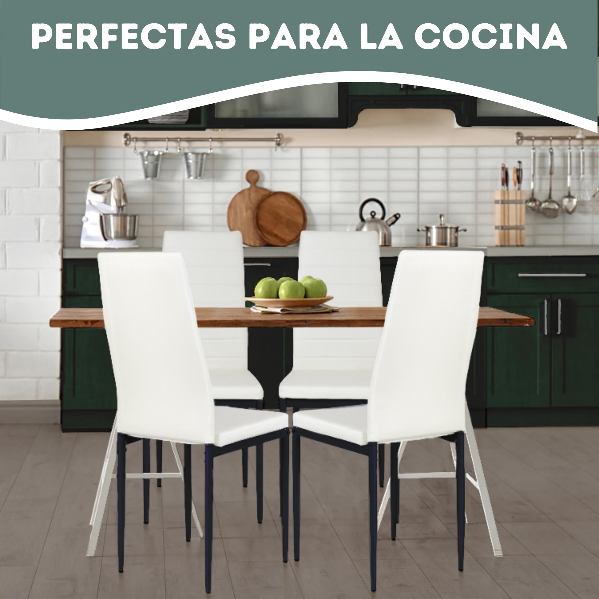HOME DESIGN & CONFORT Pack de 4 Sillas de Comedor Tapizadas - Sillas Cocina Tapizadas - Sillas Comedor Pack (Beige, 4)
