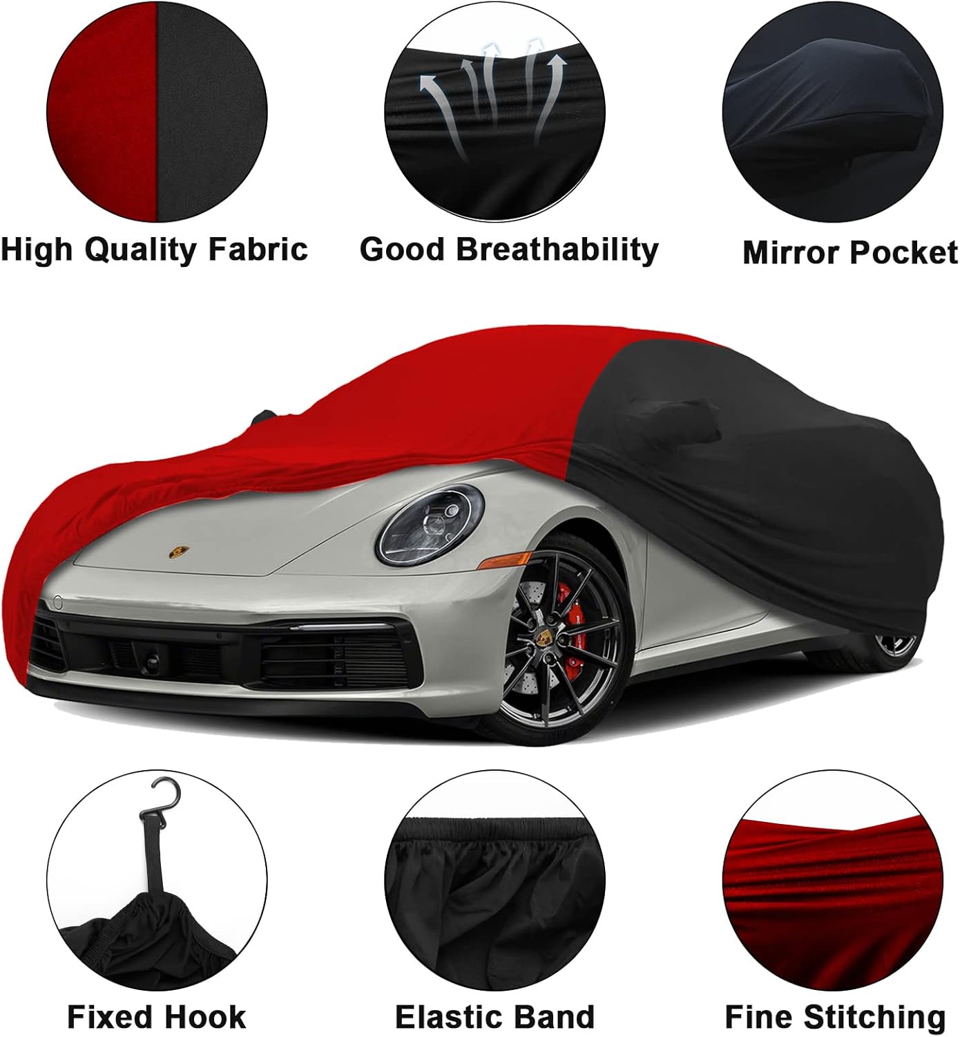 Indoor Car Cover Replace for 1998-2025 Porsche 911 (991/992/996/997 Series), Luxurious Soft Stretch Satin Indoor Car Cover for Dust-Proof, Underground Garage, Car Show