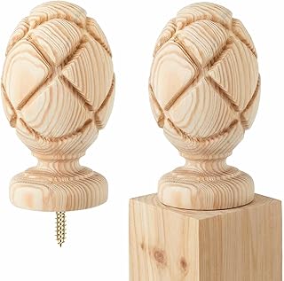 Geetery 2 Set 3 x 3 x 7 Inch Wood Finial Unfinished Decorative Bed