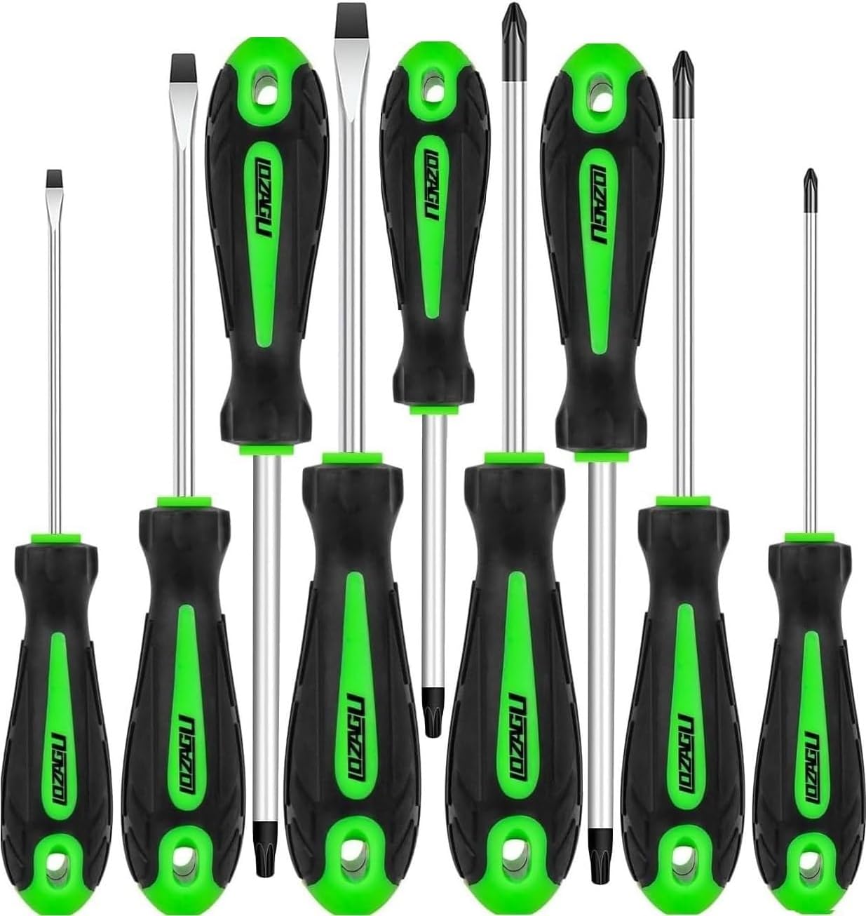 9-Piece Magnetic Tip Screwdrivers Set, 3 Phillips 3 Flat Head and 3 Torx Screw Driver Set Kit, Professional Cushion Grip Hand Tools Set