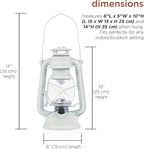 Miniatura 2 de Alpine Corporation Linterna de huracán blanca para interiores y exteriores con luces LED blancas frías