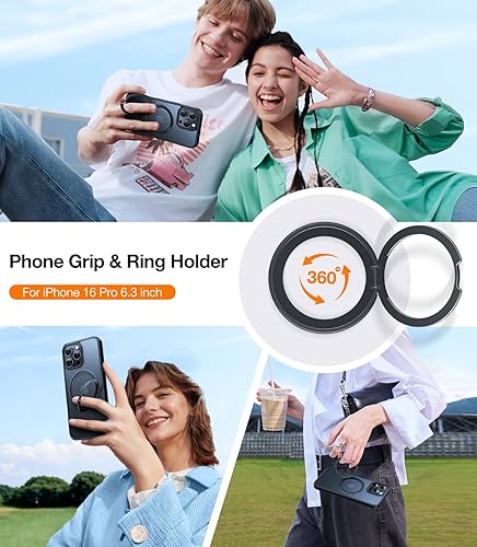 Miniatura 4 de TORRAS Funda magnética giratoria 360 mejorada para iPhone 16 Pro de 6.3 pulgadas, compatible con funda MagSafe 16 Pro, a prueba de golpes de grado