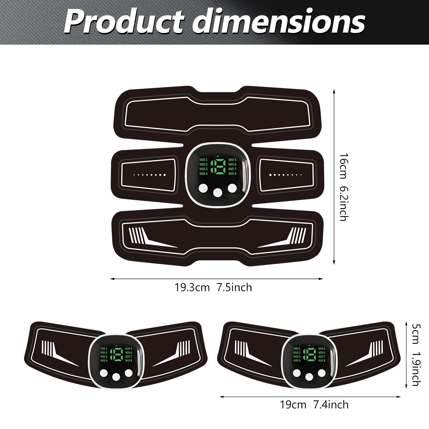 AILEDA Elettrostimolatore Muscolare, EMS Suscolo Addominale,LCD Display,Elettrostimolatore per Addominali,ABS Trainer/Toner per Addome/Braccio/Vita/Gambe 8 modalità 19 intensità