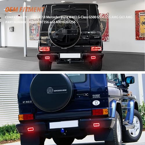 Miniatura 7 de ADIIL Juego de 2 luces LED de respaldo 3 en 1 con lente roja, kit de luces de marcha atrás, luces antiniebla para Mercedes Benz W463 Clase G