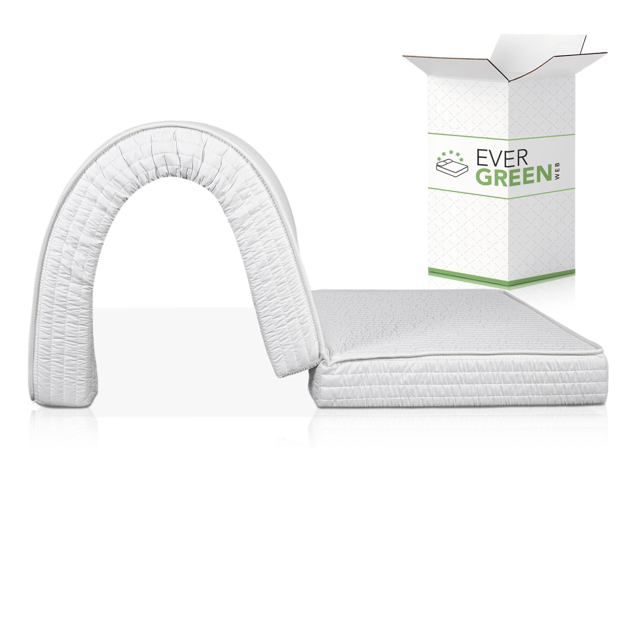 EVERGREENWEB Matelas pour canapé 140x190 cm lit pour Banquette B.Z. 10 cm de Hauteur, revêtement Blanc hypoallergénique, Matelas d'appoint Pliant en Mousse, Bed Sofa