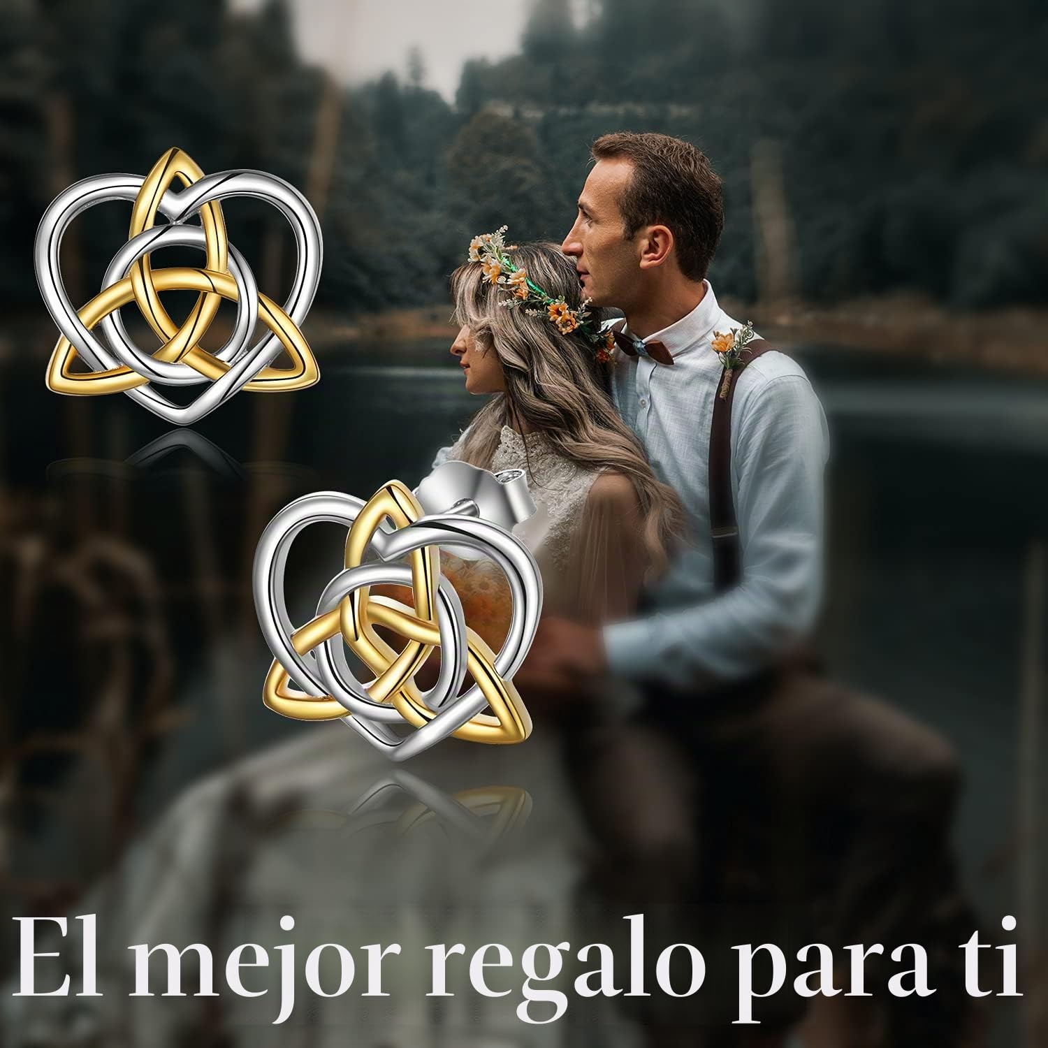 Pendientes de Nudo Celta Plata de Ley Triquetra Aretes para Mujeres Chicas