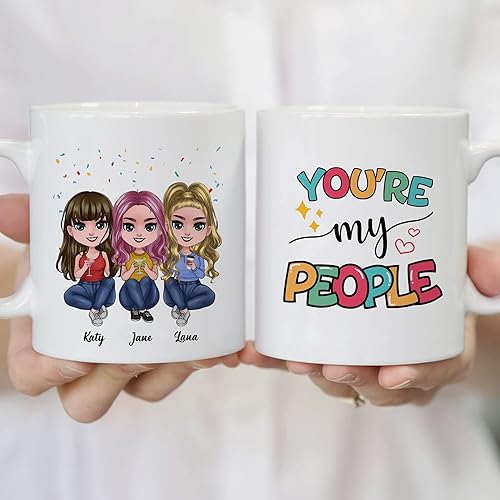 Miniatura 10 de Gossby Taza de café personalizada de la amistad, regalo personalizado Besites para mujeres con diseño de muñeca, nombre, cita  cumpleaños, Navidad,