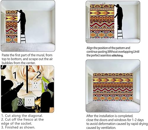 Miniatura 4 de Papel para Pared Decorativo Colección de decoraciones africanas despegar y pegar, decoración de pared para dormitorio, apto para bricolaje (W) 59