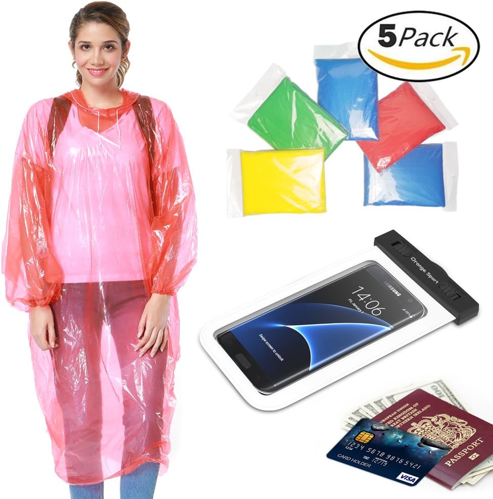 Kids Rain Ponchos, Portable Reusable Raincoat with Hood and Sleeves,for Theme Parks, Sporting Events, Camping, Traveling, Concerts Or Some Emergencies