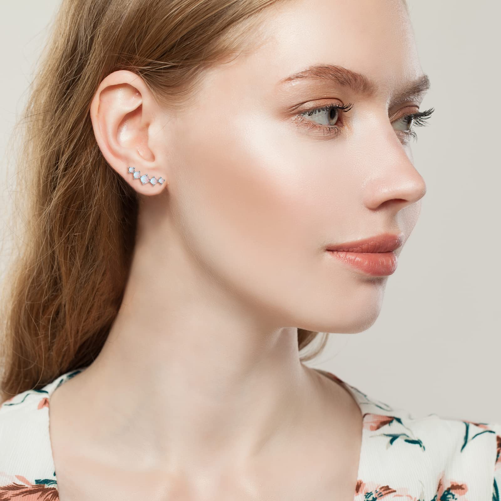 Opal-Ohrstecker für Frauen, hypoallergenes Sterlingsilber, Geburtsstein im Marquise-/Oval-/Rundschliff, Weihnachts- und Geburtstagsgeschenke für Frauen