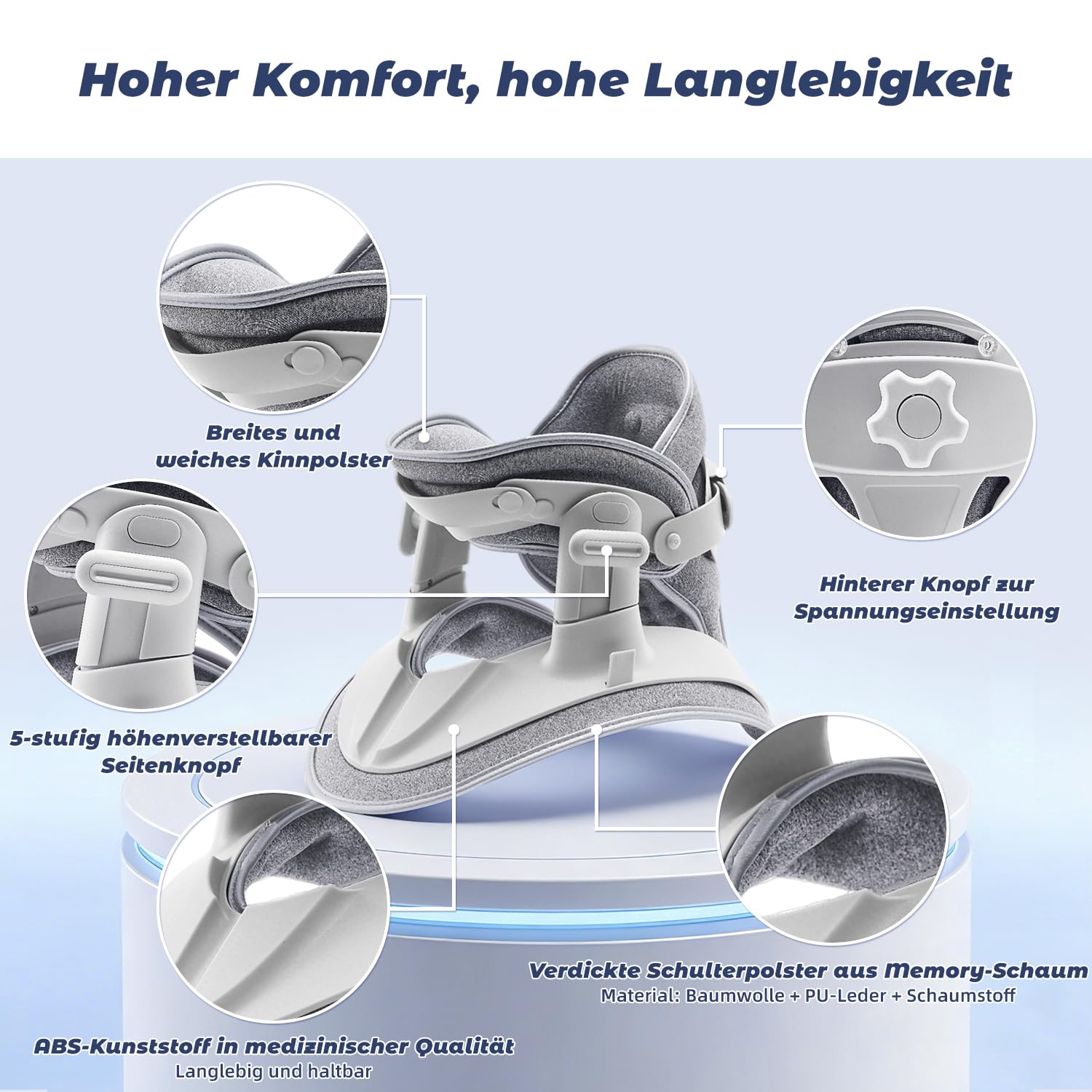 Dispositivo di trazione cervicale Holdsound, apparecchio per stretching e supporto del collo, strumenti regolabili per l'allungamento cervicale per uso domestico