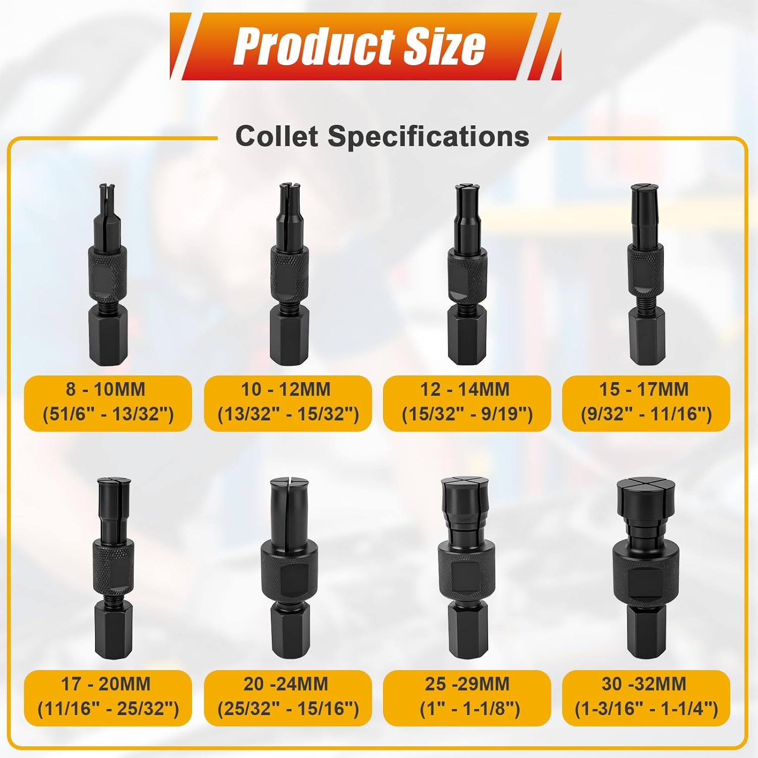 9 PCS Inner Bearing Puller Kit with Case - Expandable Collets 8-32MM, Heavy-Duty Slide Hammer Internal Bearing Extractor & Pilot Bearing Removal Tool, Premium Reliable Mechanical Tool