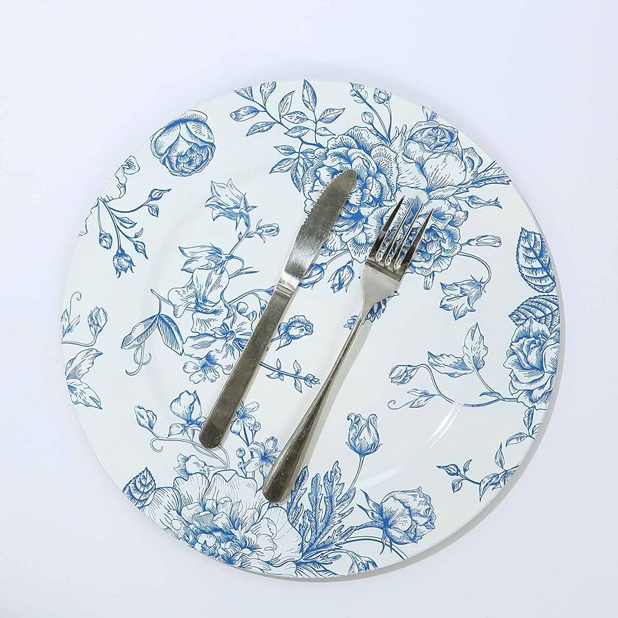 Amazon.com | TCF Linen Set of 12 French Toile Charger Plates, 13