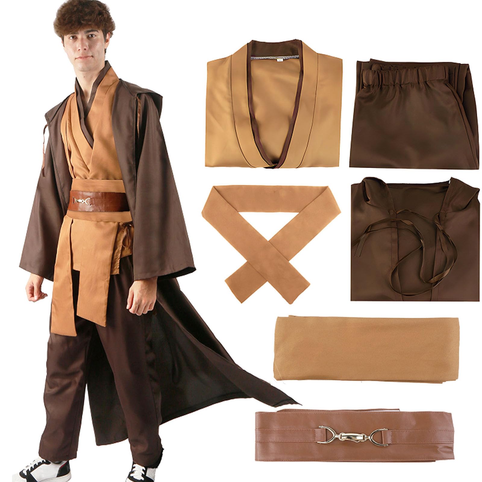 Kitimi Je-d Kostüm Erwachsene, Robe Kinder mit Kapuze Skywalker Kostüm Hoodies Robe Karneval Halloween Cosplay kostüm für Erwachsene Jungen Männer