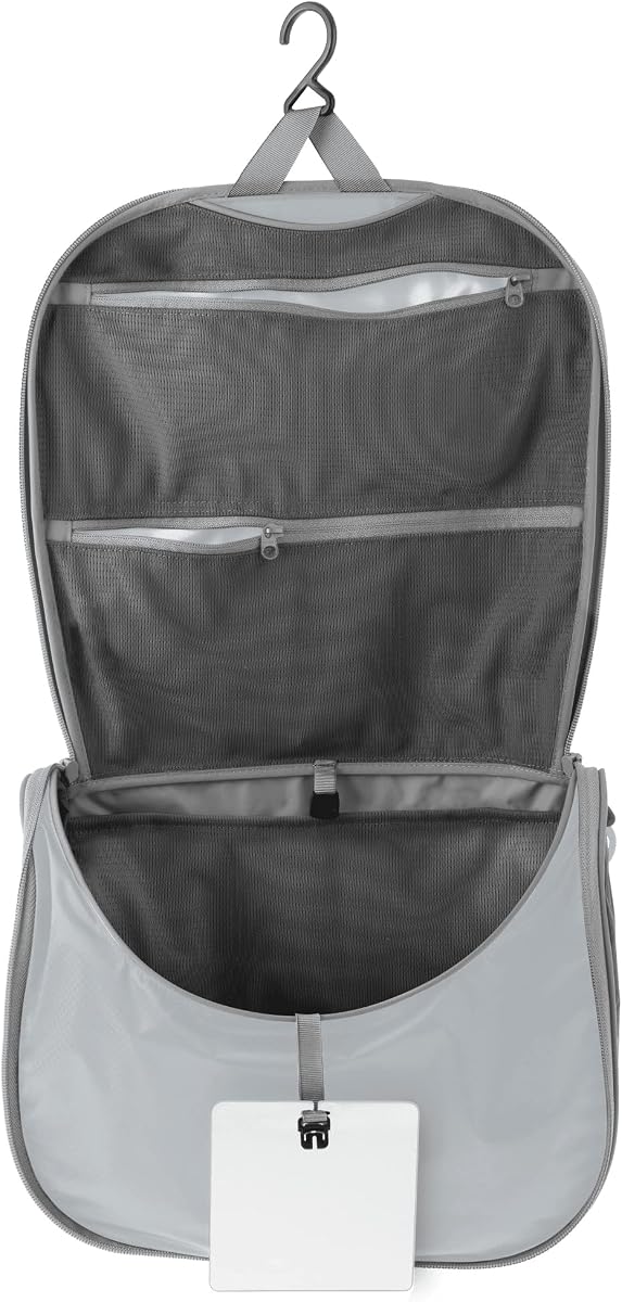 Sea to Summit Large Hanging Toiletry Bag, Travel Organizer, Highrise Grey | Ultralight hanging toiletry bag with multiple compartments organizes makeup and toiletries for travel and outdoor adventures