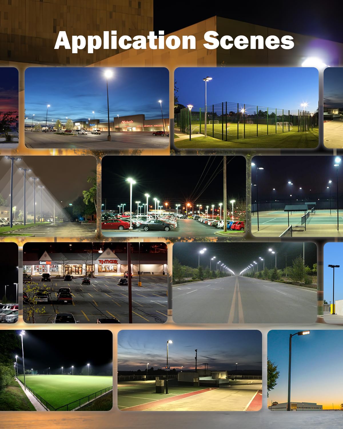 YXL LED Parking Lot Light 200W LED Shoebox Light with Dusk to Dawn Photocell 28000LM 5000K Daylight Arm — view 8