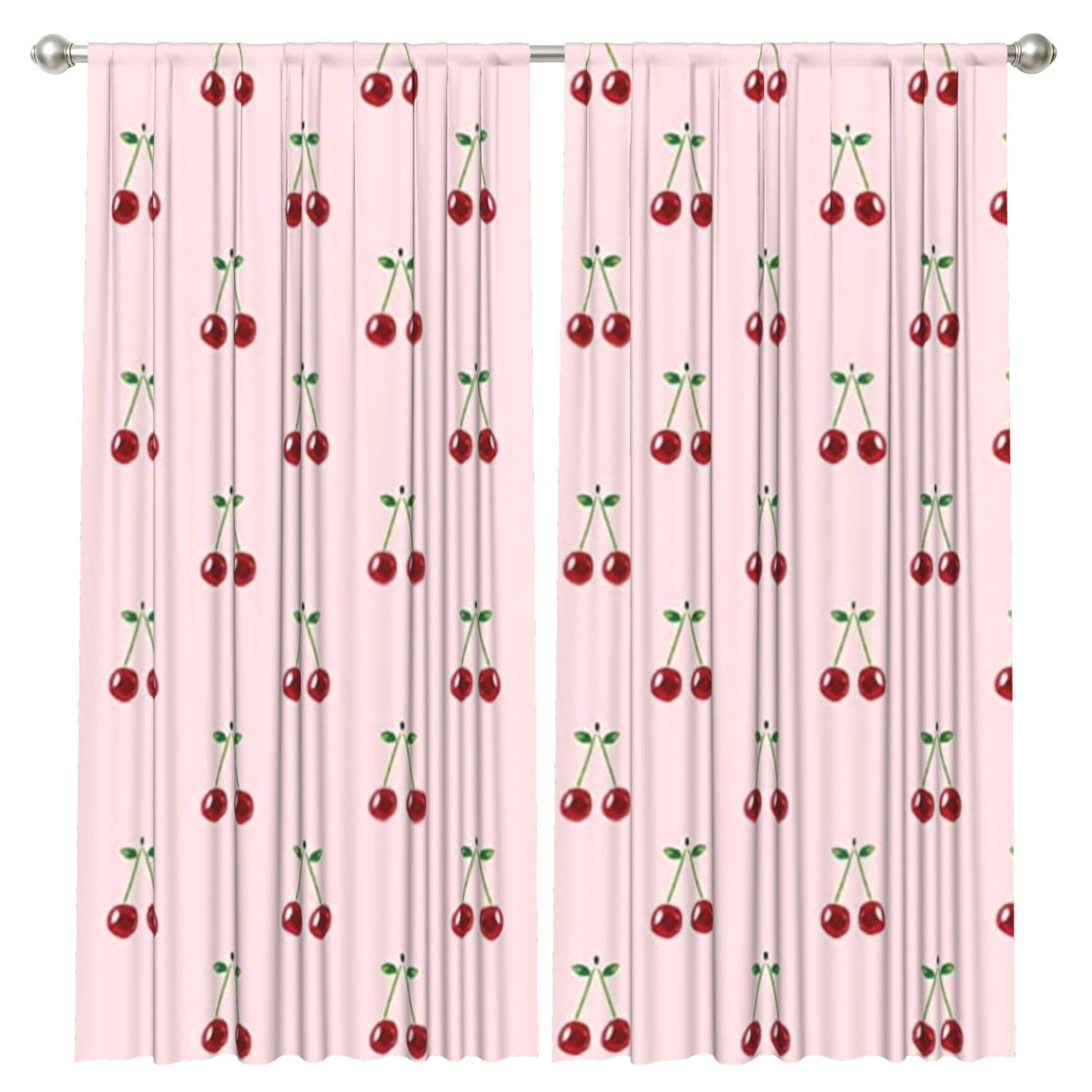 InOmak Rose Red Cherry, 2 Panels Window Curtains 52 x 84 Inch Blackout Curtains for Living Room Bedroom