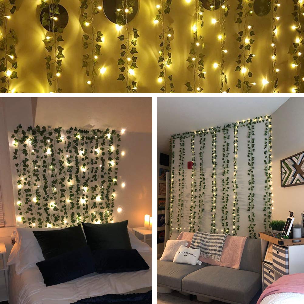 Amazon｜joyhalo 12本パック 86フィート ツタのつる 寝室用 ライト付き