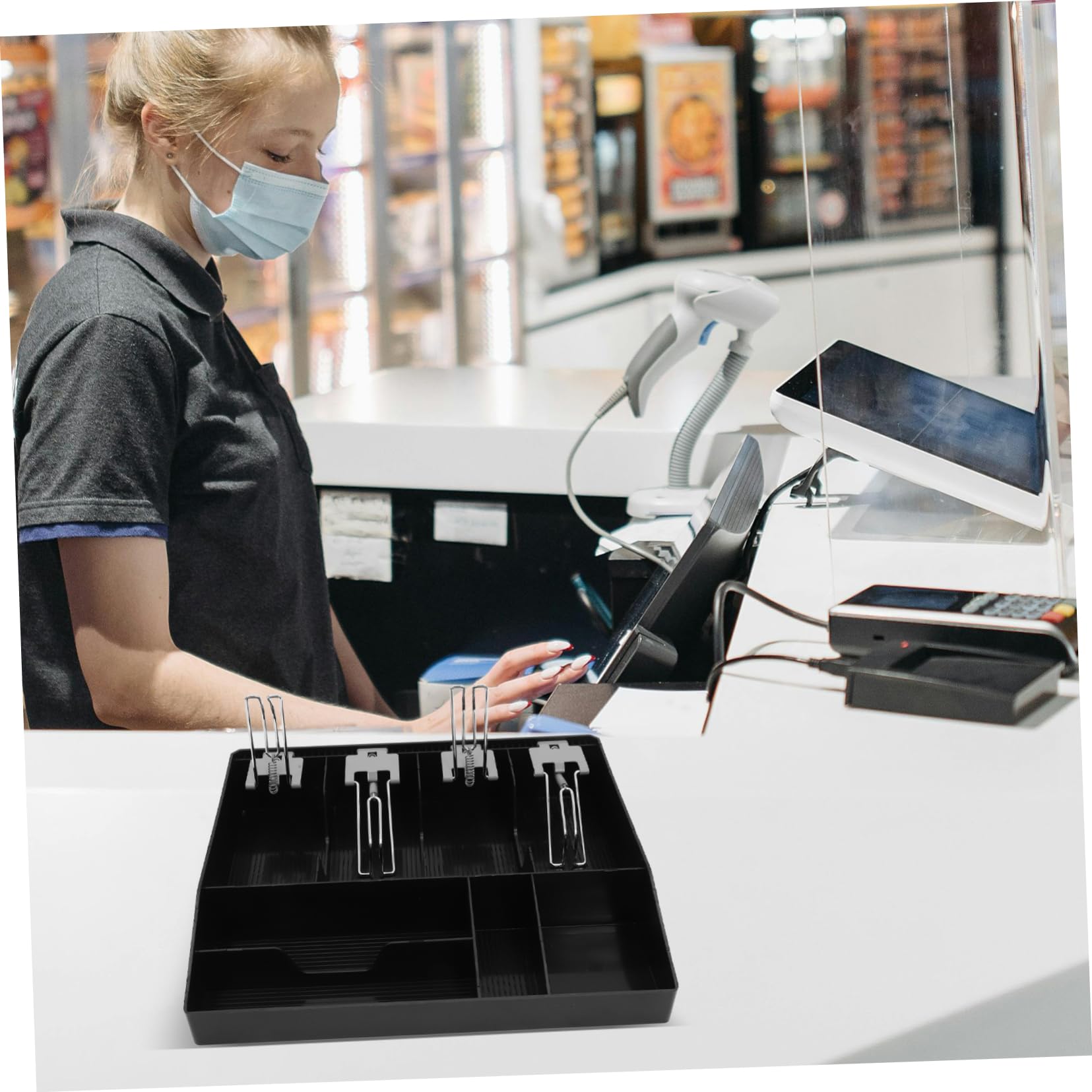 STOBOK Dinero Multi-compartimentos Con Clip Organizador Tiendas y Doméstico Para Supermercados y Puntos De Compartimentos Para y Billetes