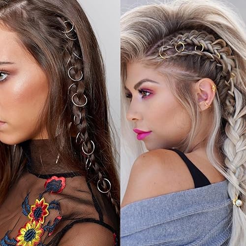 Miniatura 5 de 100 piezas de accesorios dorados para rastas, joyería para el cabello, trenzas y cuentas para el cabello, puños ajustables, anillos de pelo