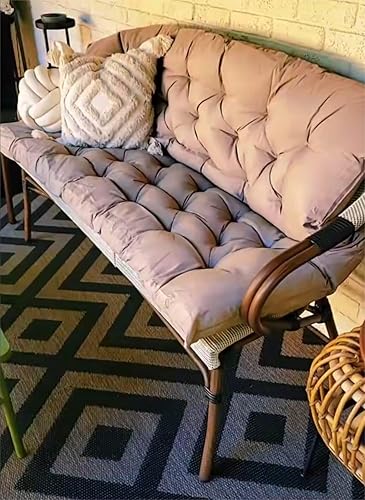 Miniatura 10 de Cojines de asiento de repuesto para columpio de 2 a 3 plazas con respaldo, cojines gruesos para silla reclinable con lazos, cojines de banco
