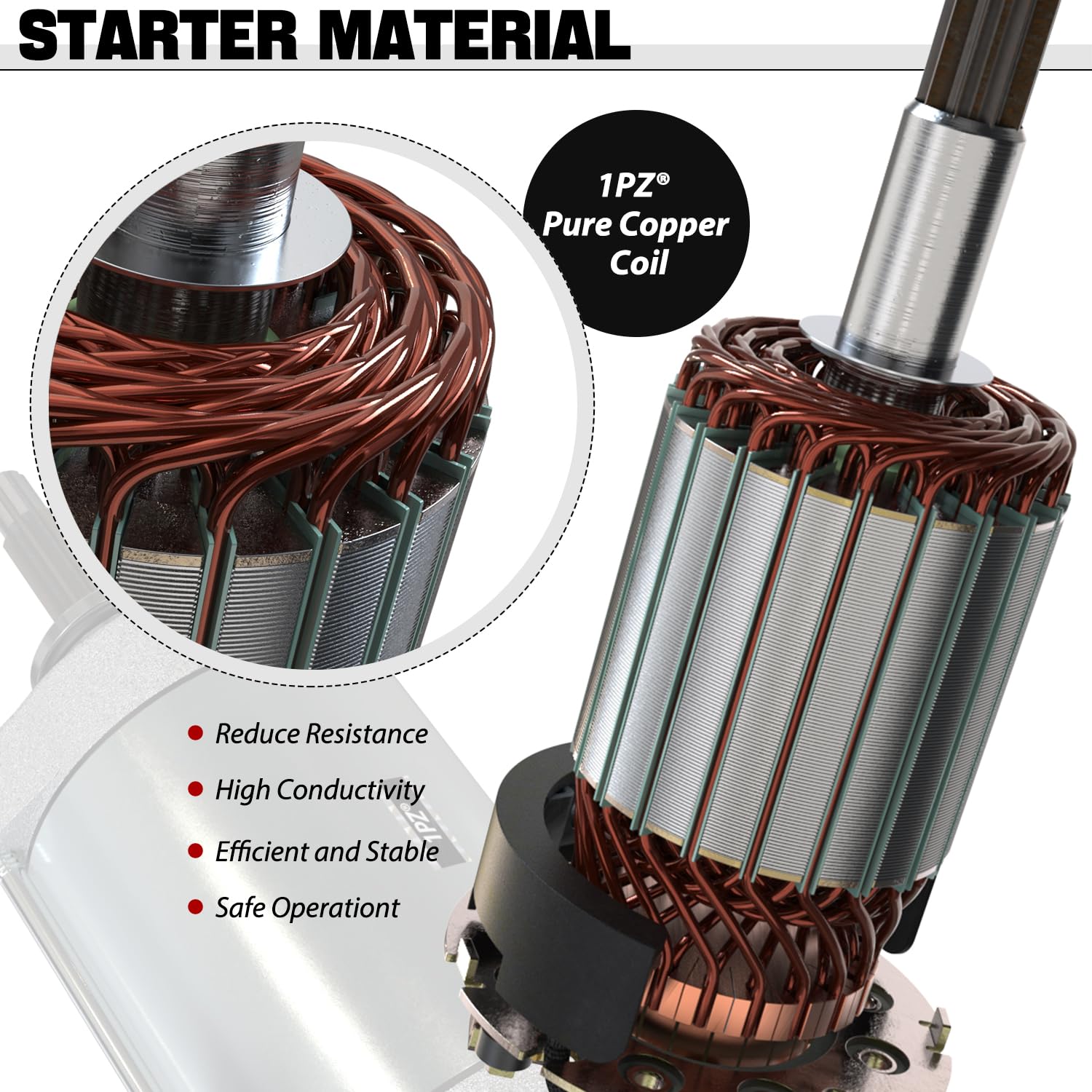 1PZ STM-D9A Starter Motor Replacement for Polaris Ranger 900 1000 XP Crew RZR 900 1000 XP 4 Turbo General 1000 XP 4 4014037 4014548