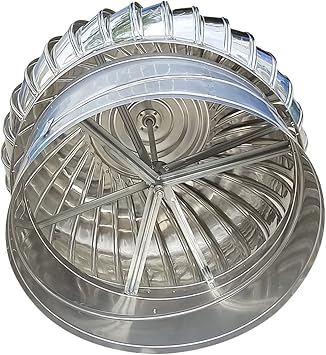 Generisch Döner şömine başlığı paslanmaz çelik 304, hava koşullarına dayanıklı, vantilatör türbinli, montaj gerekmez, 150 mm/5,9 inç, çekişi iyileştirir ve rüzgarı azaltır