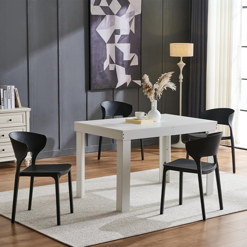 BAKAJI Tavolo Allungabile per Sala da Pranzo e Cucina da 4 a 6 Posti, Tavolo Estensibile con Apertura a Scorrimento da 120 a 200 cm, Design Salvaspazio, Struttura Robusta e Resistente (Bianco)