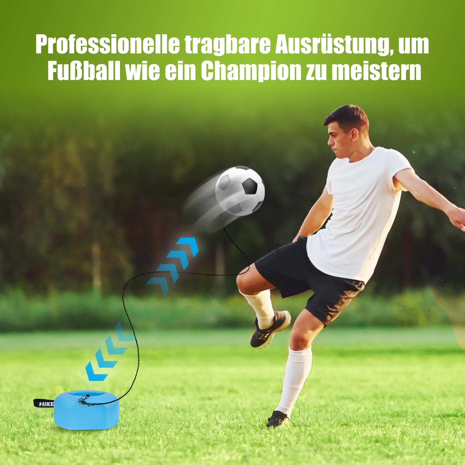 Hikeen Fußball Trainingsset mit Rückprallball: Tragbares Fussball Trainingszubehör für Jugendliche und Erwachsene, Fußball Sachen und Metallfuß für im Fußballplatz Garten, oder Park