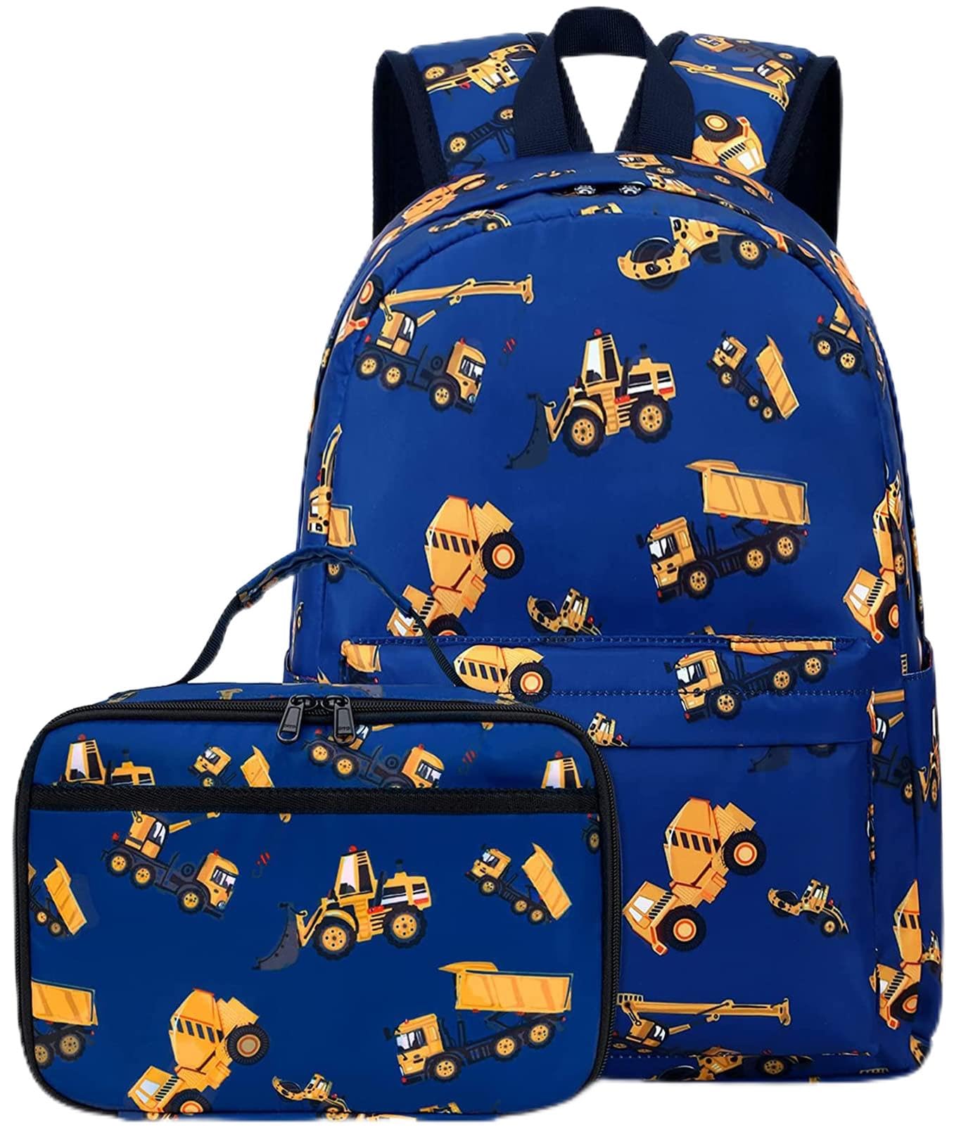 CAMTOP Backpack for Kids, Boys Preschool Backpack with Lunch Box Toddler Kindergarten School Bookbag Set (Engineering Vehicle)