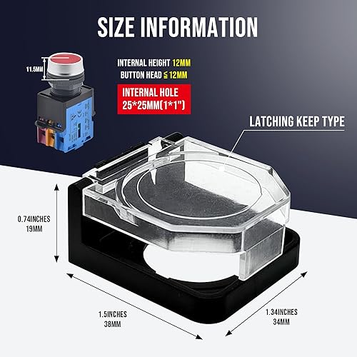 Miniatura 2 de 2 fundas para interruptor de botón de encendido con grifo adhesivo de doble cara, cubierta de botón de seguridad a prueba de polvo de 0.866
