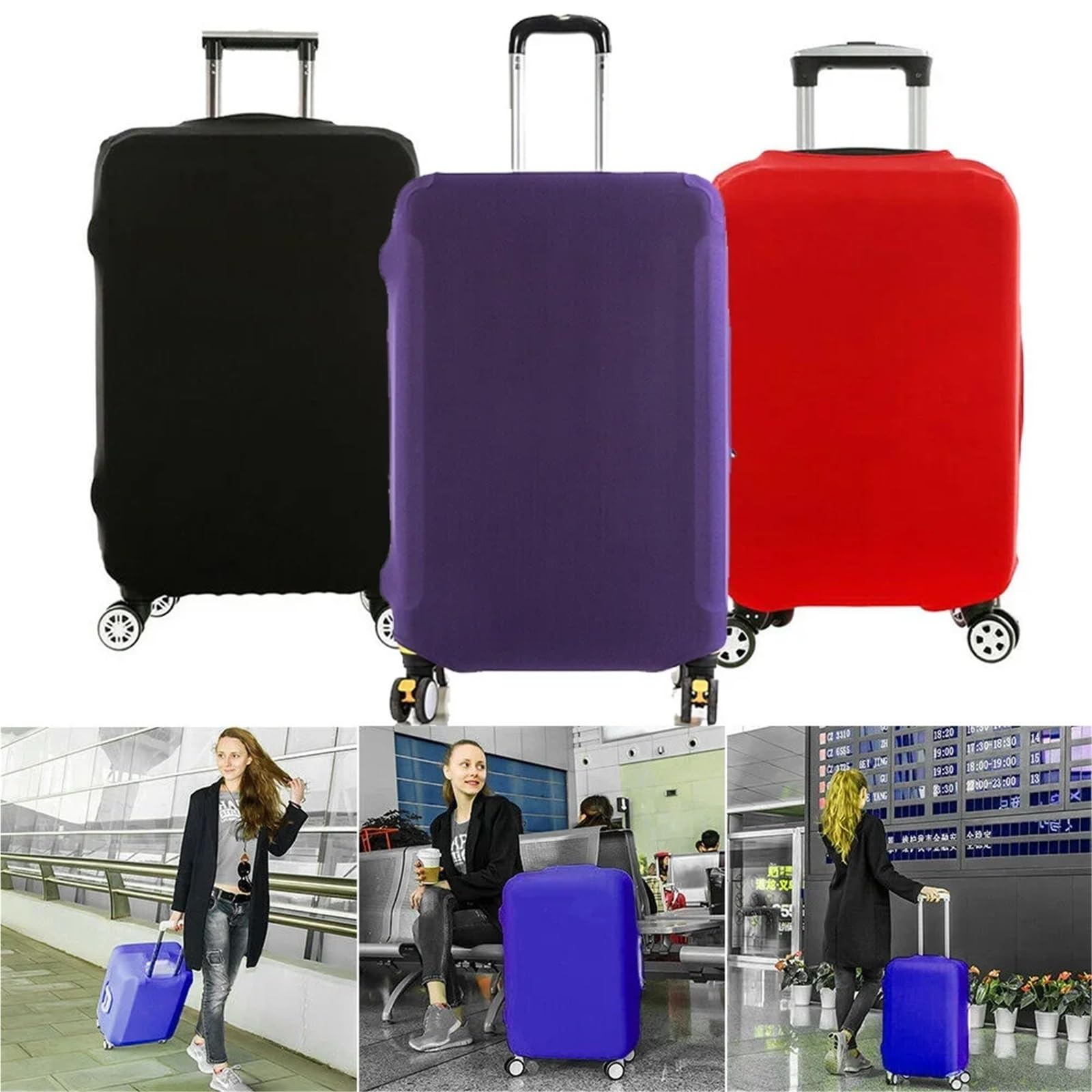 2 pezzi di copertura for bagagli modello hamburger protezione della valigia antipolvere elastica più spessa for trolley Per Viaggi(Beige,XL)