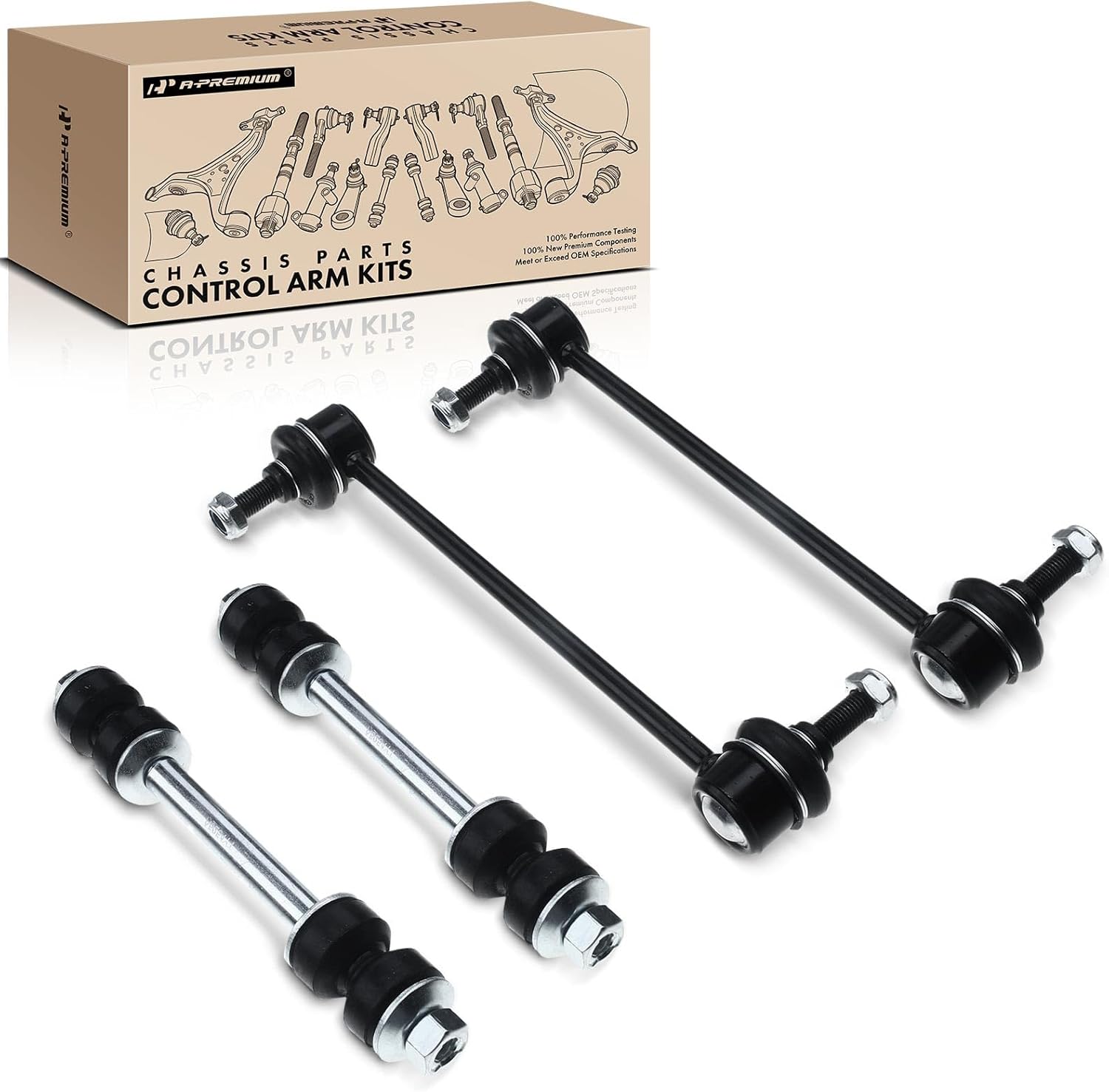 A-Premium Set of 4, Front & Rear Sway Bar Links Kit Stabilizer Bar Links, Compatible with Nissan Frontier 2000 2001 2002 2003 2004