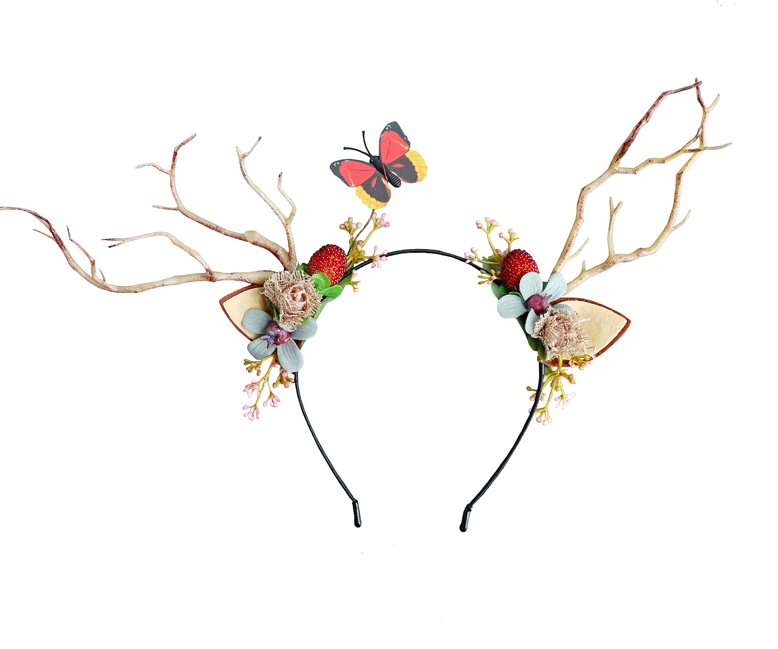 Brikuinr Deer Hairband Cat Ear Headband Hair Hoop Deer Headband Cat Ear Hairband Flower Headband for Party Cosplay Costume