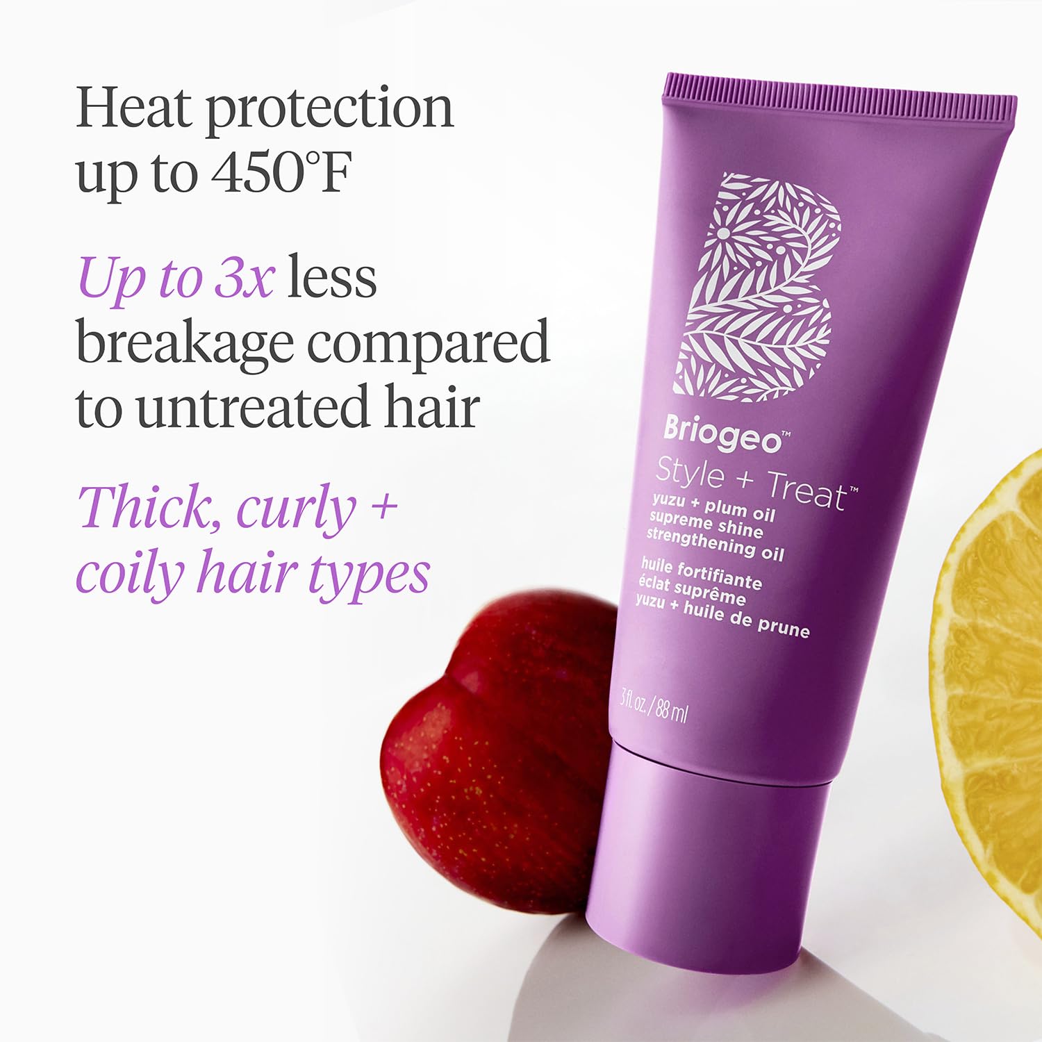 Briogeo Style + Treat Supreme Shine Strengthening Oil Heat Protectant, 1.5 oz
